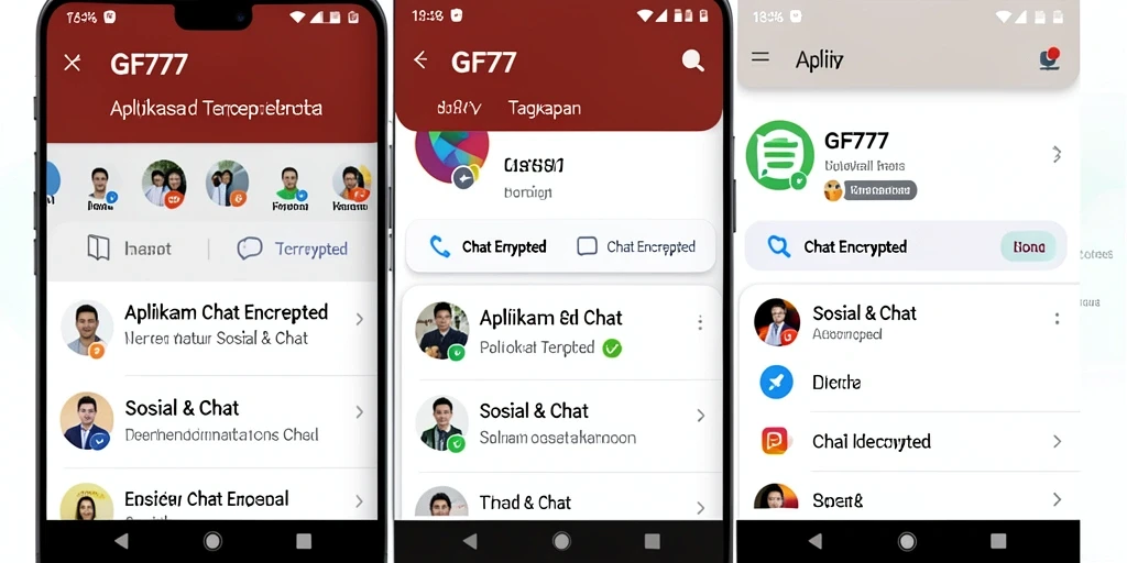 Tampilan antarmuka aplikasi GF777 dengan fitur Chat Encrypted yang aman.