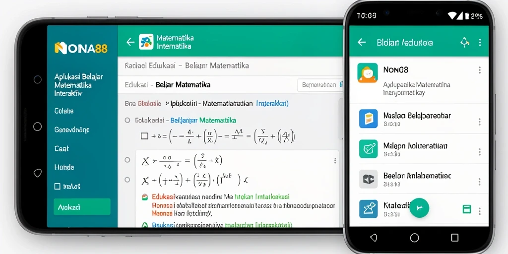 Tampilan antarmuka aplikasi NONA88 untuk belajar matematika.