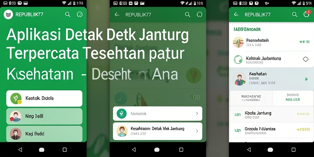 Tampilan antarmuka aplikasi REPUBLIK77 untuk pemantauan detak jantung.