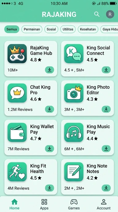 Tampilan katalog aplikasi rajaking